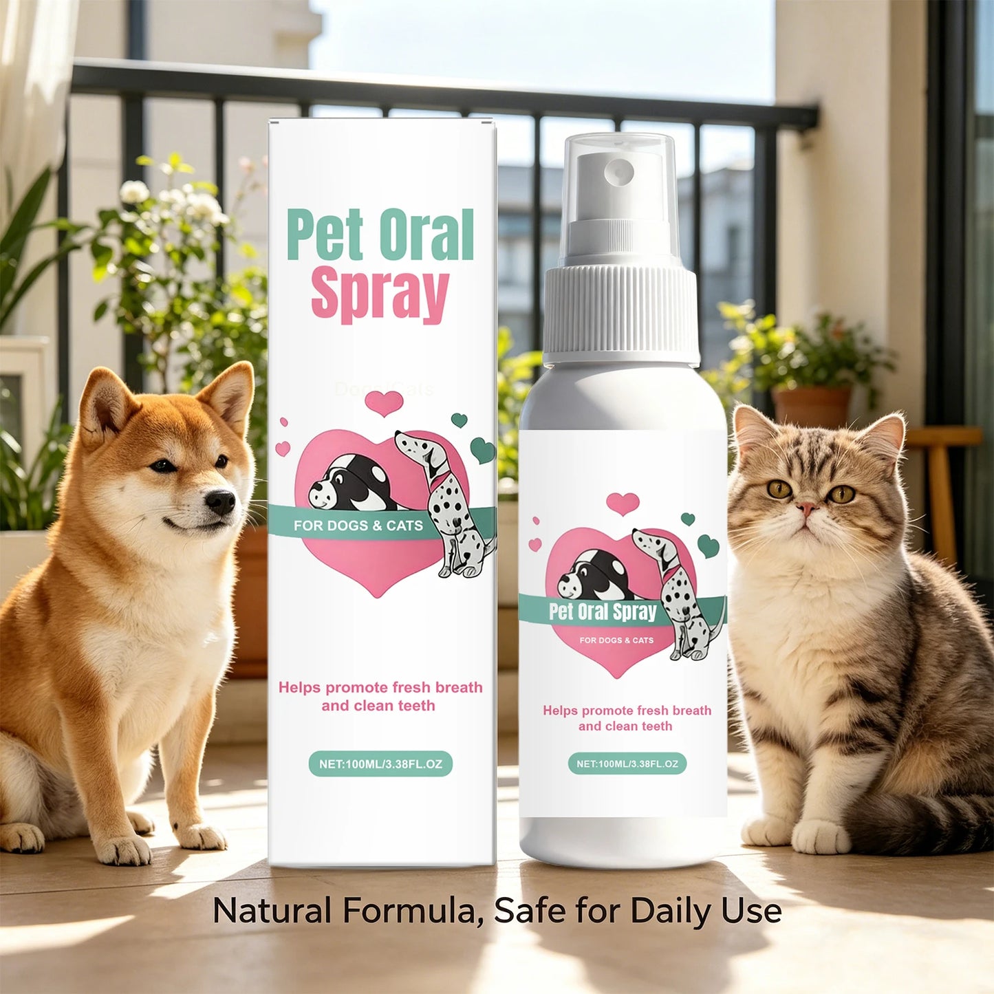 Pet Oral Spray Dogs Cats Teeth Clean Deodorant Reduces Plaque and Tartar Pet Oral Cleaning Dental Care Deodorization Spray