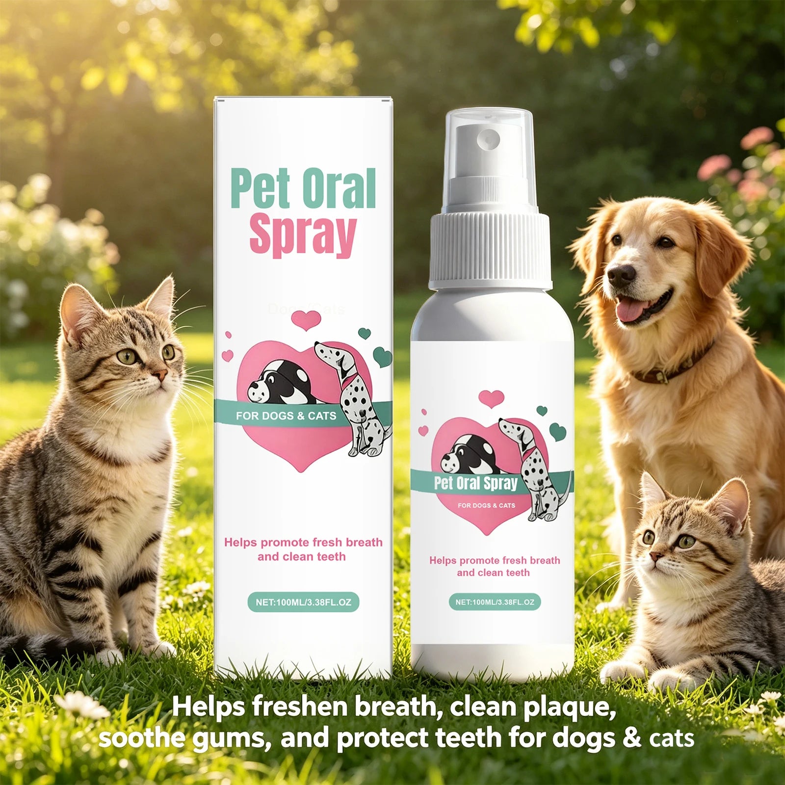 Pet Oral Spray Dogs Cats Teeth Clean Deodorant Reduces Plaque and Tartar Pet Oral Cleaning Dental Care Deodorization Spray